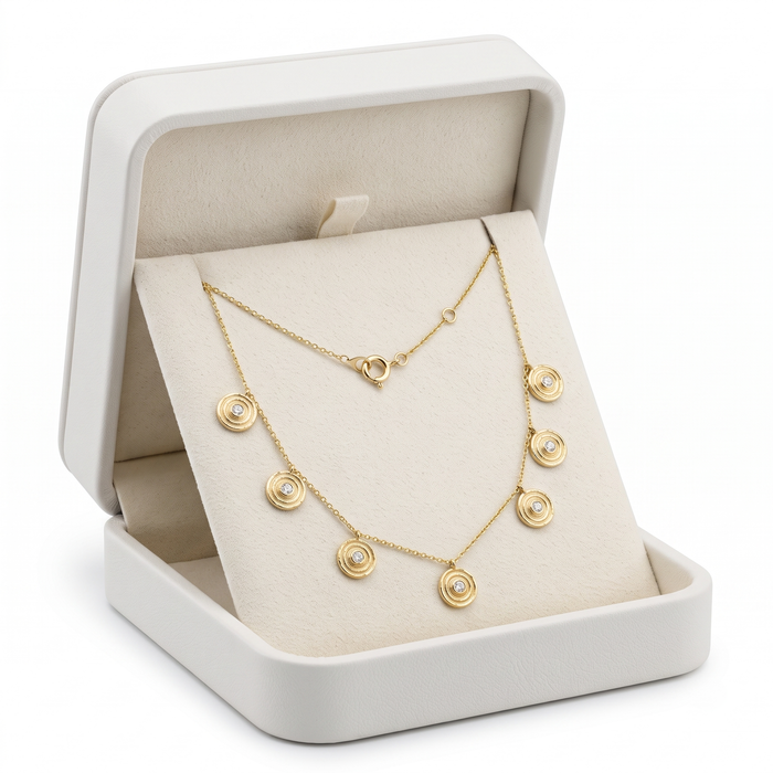 Pearl Radiance Diamond Station Necklace in 14K Yellow Gold