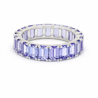 Emerald-Cut Tanzanite 14K White Gold Eternity Band Ring