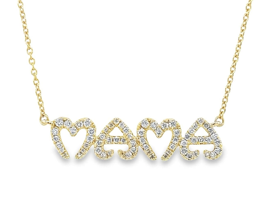 Heart Shaped Letters Mama Necklace in 14K Gold