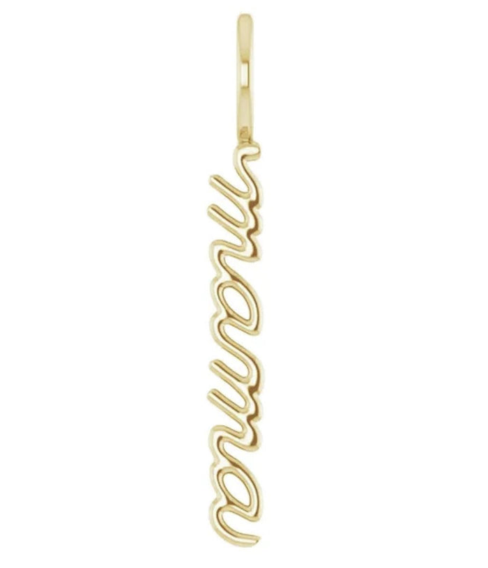 Diamond 30Mm Letter Mama Necklace in 14K Yellow Gold