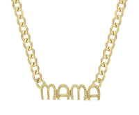 Cuban Chain Letter Mama Necklace in 14K Yellow Gold