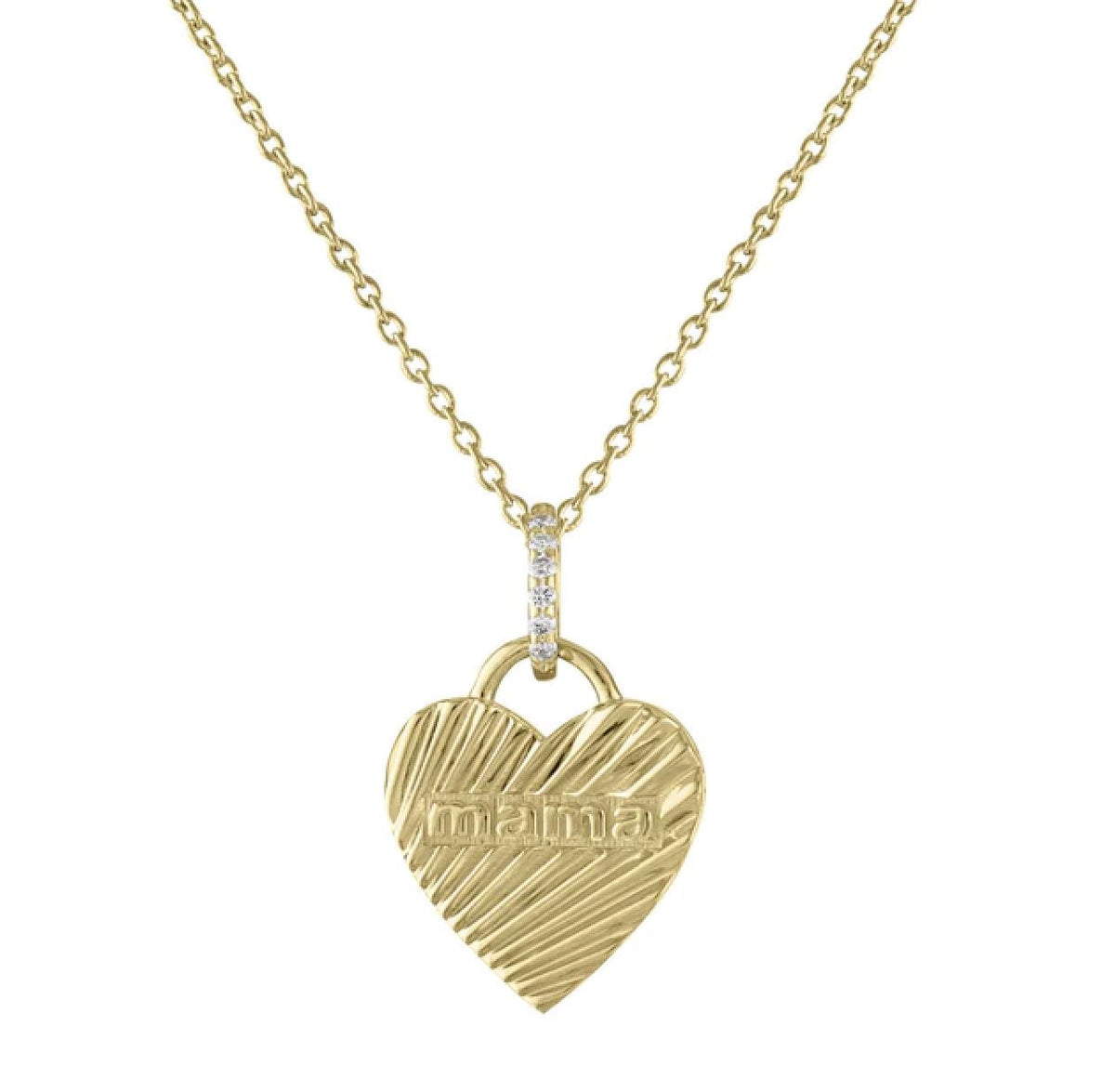 Dazzling Heart Shape Mama Necklace in 14K Gold