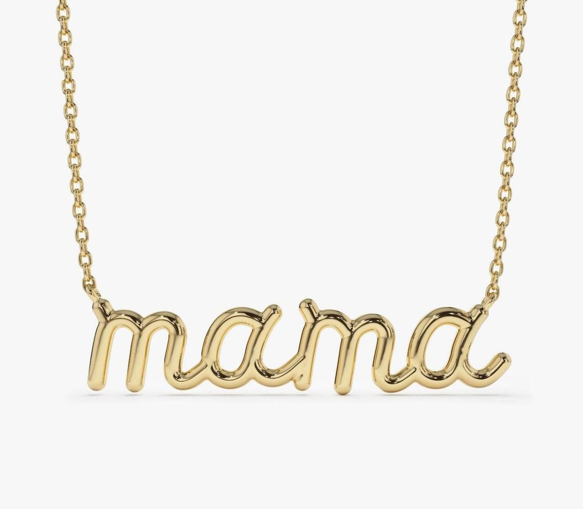 Natural Diamond Letter Mama Necklace in 14K Yellow Gold