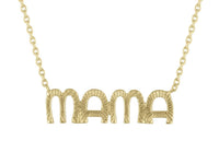 Textured 25Mm Letter Mama Necklace in 14K Yellow Gold