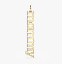 Vertical Mommy Pendant Necklace in 14K Yellow Gold