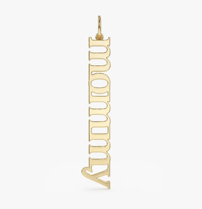 Vertical Mommy Pendant Necklace in 14K Yellow Gold