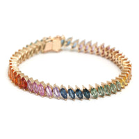 Emerald-Cut Sapphire 14K Gold Tennis Bracelet