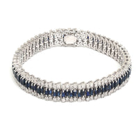 Blue Sapphire & Diamond 14K White Gold Tennis Bracelet