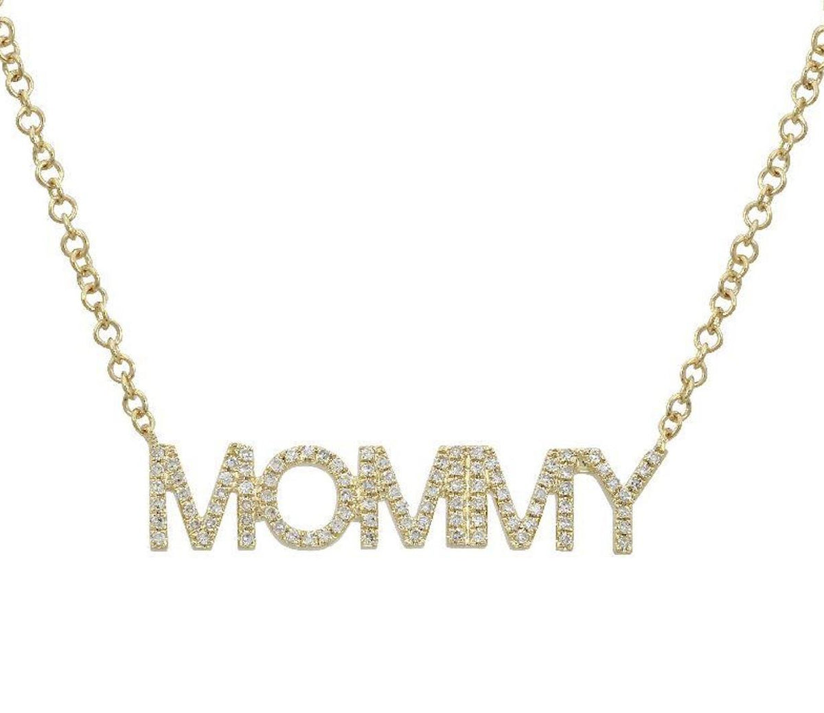 Personalised Mommy Diamond Necklace in 14K Yellow Gold