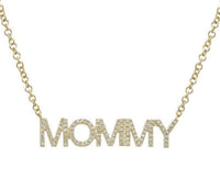 Personalised Mommy Diamond Necklace in 14K Yellow Gold