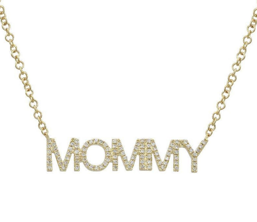 Personalised Mommy Diamond Necklace in 14K Yellow Gold