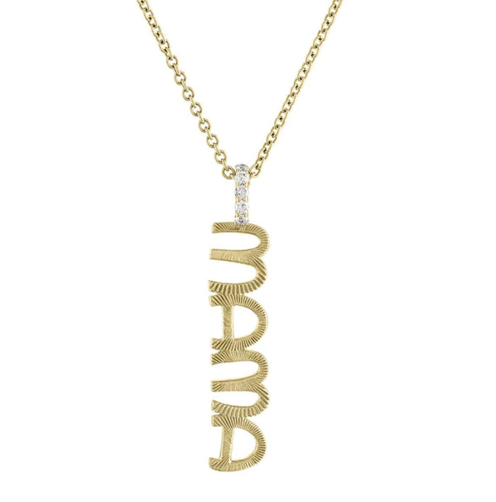 Golden Glamour Textured Letter Mama Necklace in 14K Gold