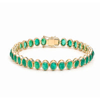 Oval Emerald 14K Yellow Gold Tennis Bracelet