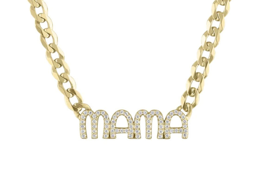 Diamond Charmers Chain Letter Mama Necklace in 14K Gold