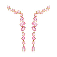 Pink Multishape Topaz Drop Earrings in 14K Rose Gold