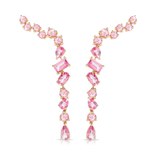Pink Multishape Topaz Drop Earrings in 14K Rose Gold