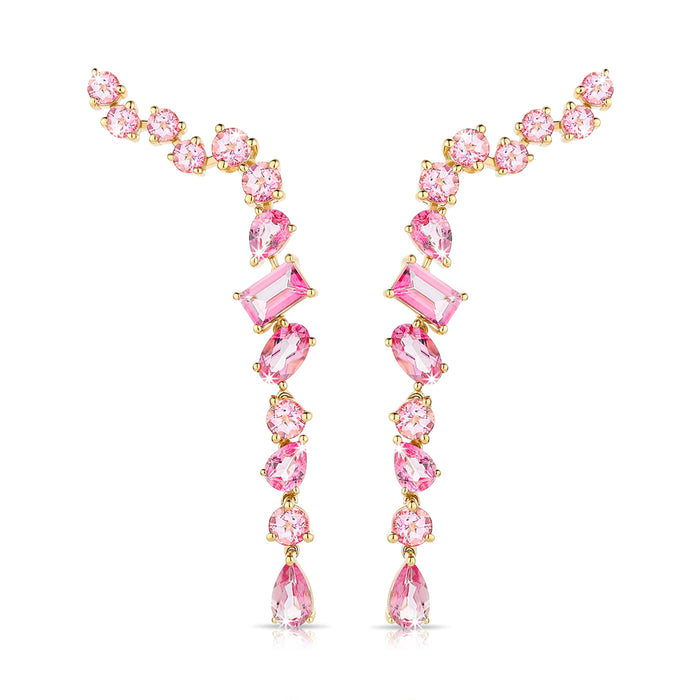 Pink Multishape Topaz Drop Earrings in 14K Rose Gold
