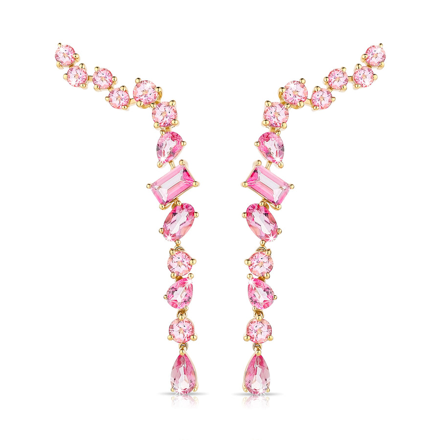 Pink Multishape Topaz Drop Earrings in 14K Rose Gold