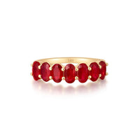 Oval Ruby Eternity Band Ring in 14K Yellow Gold