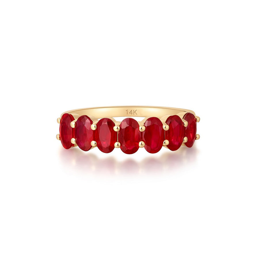 Oval Ruby Eternity Band Ring in 14K Yellow Gold