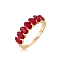 Oval Ruby Eternity Band Ring in 14K Yellow Gold