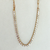 Emerald Cut 14K (or 18k upon request) Yellow Gold Diamond Tennis Link Choker