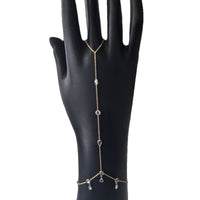 Drop Diamond Hand Chain Bracelet in 14K Yellow Gold