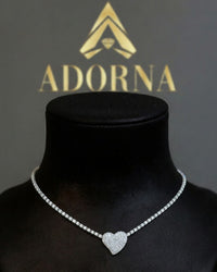 Diamond Heart Pave Necklace in 14K White Gold