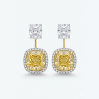 Radiant Yellow Diamond 14K White Gold Halo Earrings