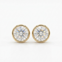Round Diamond 14K Yellow Gold Stud Earrings