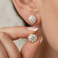 Round Diamond 14K Yellow Gold Stud Earrings