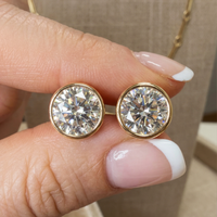 Round Diamond 14K Yellow Gold Stud Earrings