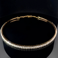 Diamond Line Choker 14K (18K Custom) Yellow Gold Necklace
