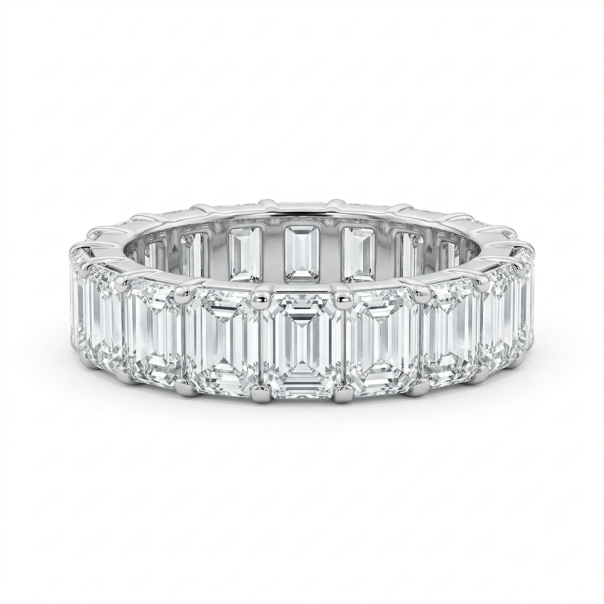 Emerald Cut Diamond 14K White Gold Eternity Ring