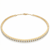 Diamond Line Choker 14K (18K Custom) Yellow Gold Necklace