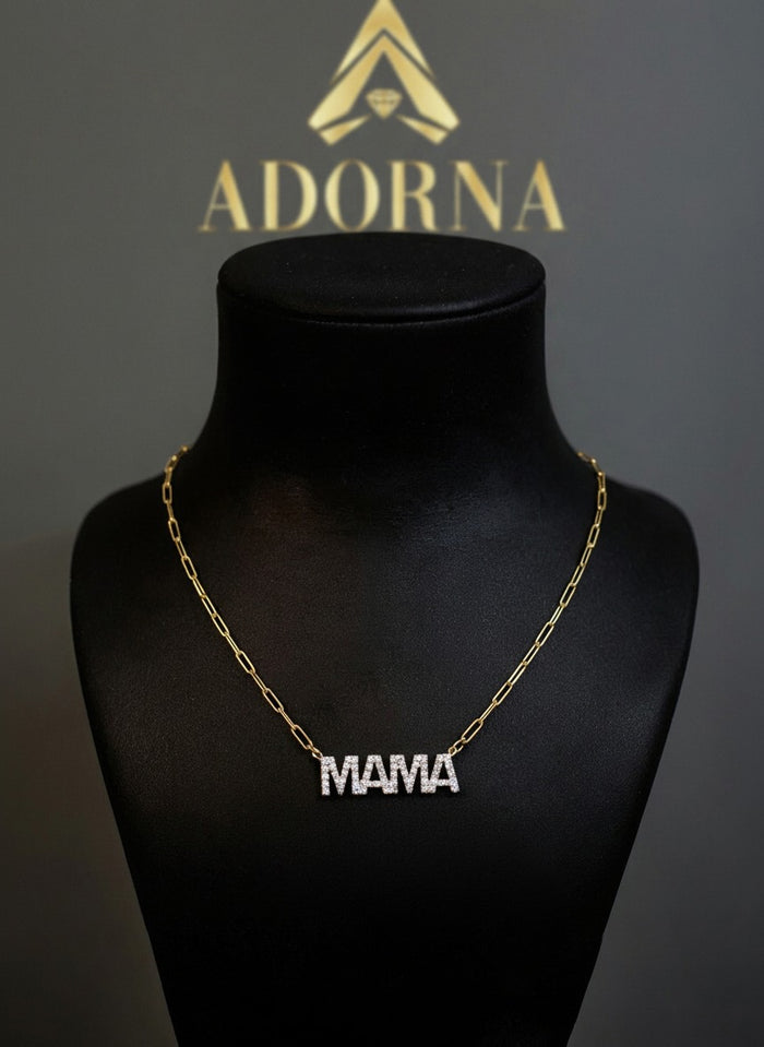 Diamond Mama Necklace in 14K Yellow Gold