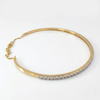 Diamond Line Choker 14K (18K Custom) Yellow Gold Necklace