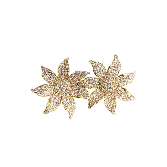 Blossom Radiance Diamond Flower Earrings in 14K Yellow Gold
