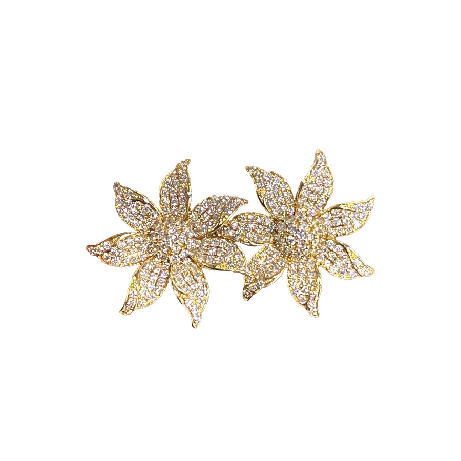 Blossom Radiance Diamond Flower Earrings in 14K Yellow Gold