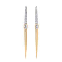 Emerald-Cut Diamond Spike Hoop Earrings in 14K Yellow Gold