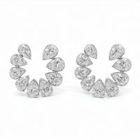 Open Circle Pear Cut Diamond Stud Earrings in 18K Yellow Gold