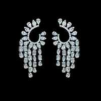 Chandelier Pear Marquise Diamond Statement Earrings in 18K White Gold