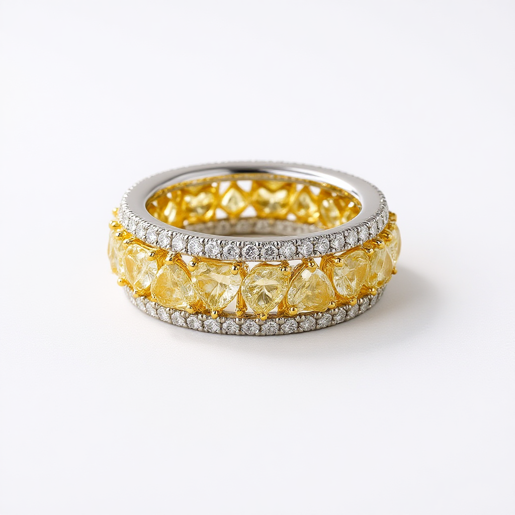 Brilliant Yellow Diamond Band Ring in 18K White Gold