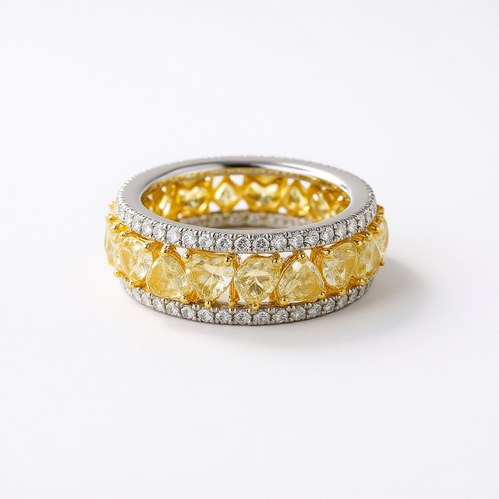 Brilliant Yellow Diamond Band Ring in 18K White Gold