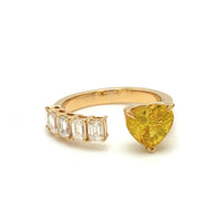 Yellow Sapphire 14K Heart Diamond Open Ring