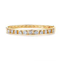 Multi Shape Diamond Bezel Set Bangle Bracelet in 14K Yellow Gold