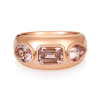 Tri-Stone Morganite Statement Ring in 14K Rose Gold
