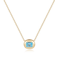Emerald-Cut Blue Topaz Solitaire Necklace in 14K Yellow Gold