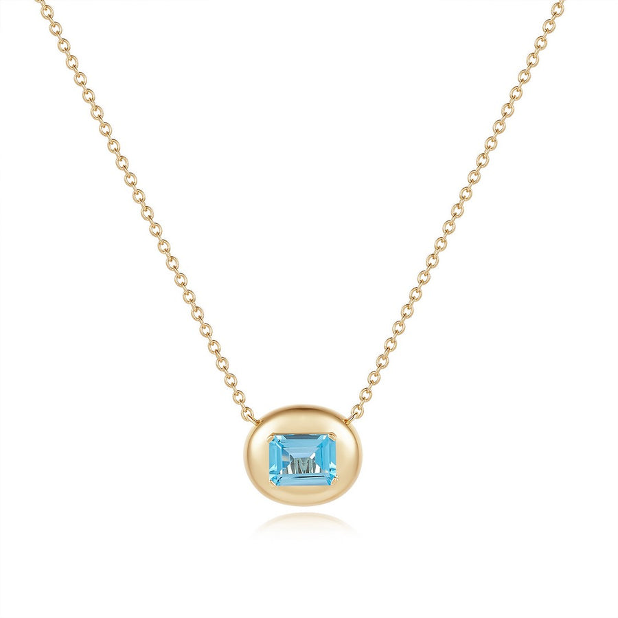 Emerald-Cut Blue Topaz Solitaire Necklace in 14K Yellow Gold