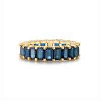 Emerald-Cut Royal Blue Sapphire Eternity Ring in 14K Yellow Gold